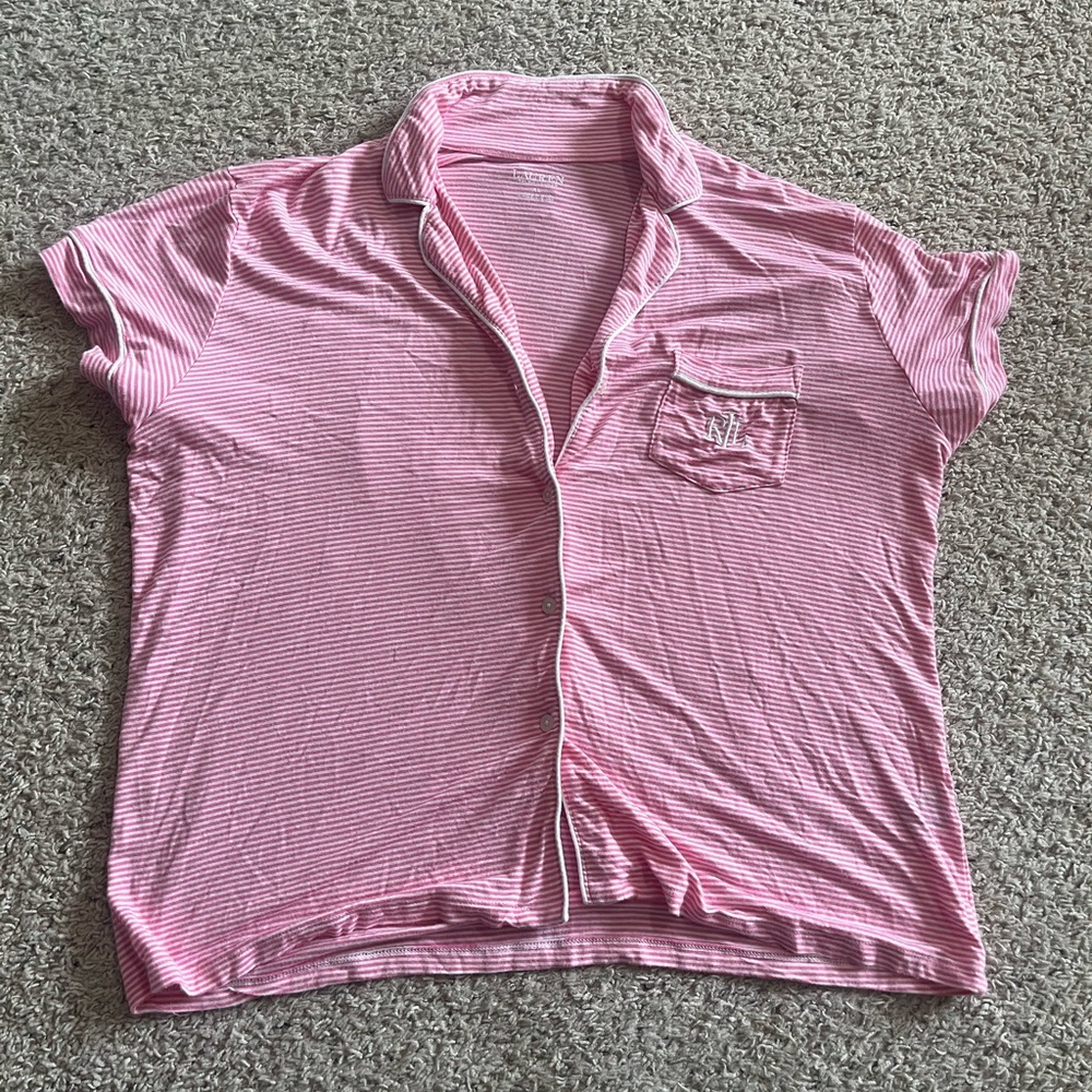 Ralph Lauren Pink and White Striped Shirt